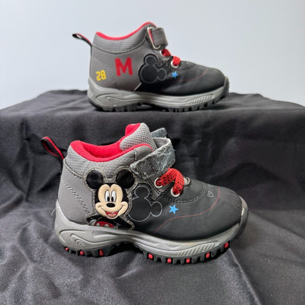 Disney Junior Mickey Mouse Toddler Boy's Black & Gray Boots Size 7